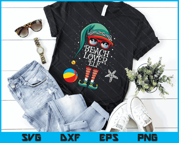 Christmas Beach Lover Elf Matching Family Christmas SVG PNG Digital Cutting Files