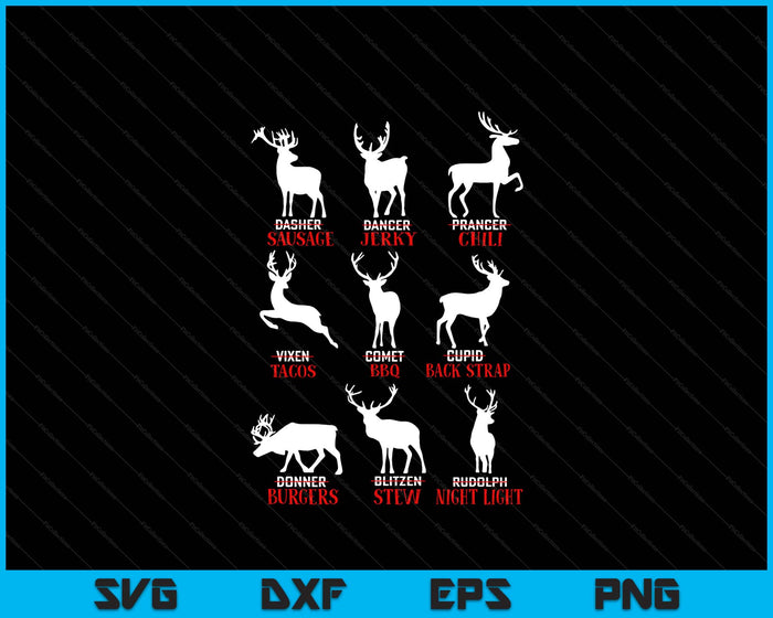 Christmas Deer Hunters All Of Santa's Reindeer Xmas SVG PNG Digital Printable Files