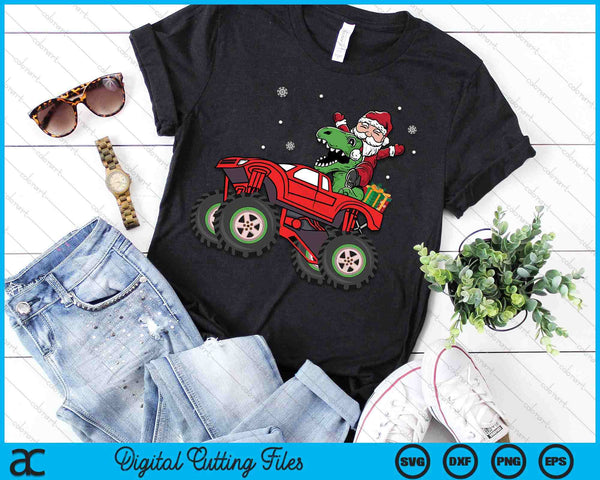 Christmas Family Matching Santa Truck Dinosaur SVG PNG Digital Printable Files