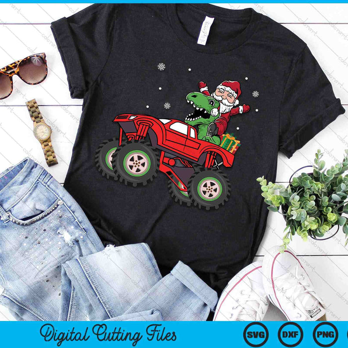 Christmas Family Matching Santa Truck Dinosaur SVG PNG Digital Printable Files