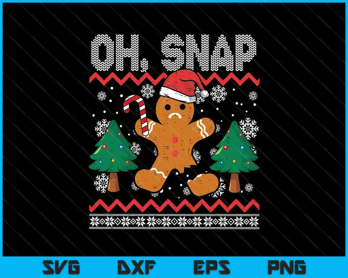 Christmas Gingerbread Broken Oh Snap Ugly Xmas SVG PNG Digital Printable Files