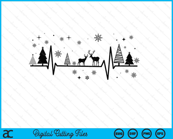 Christmas heartbeat snowman SVG cut file