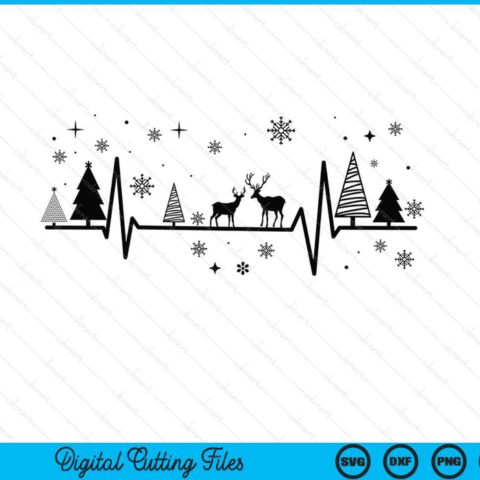 Christmas Heartbeat Snowman SVG PNG Digital Printable Files