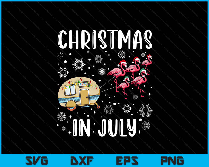 Christmas In July Flamingo Trailer Summer Xmas Camp Camper SVG PNG Digital Printable Files
