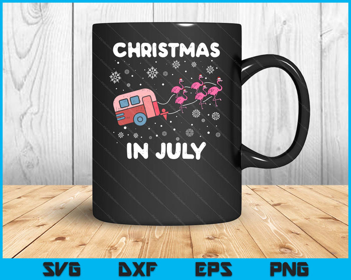 Christmas In July Flamingo Trailer Summer Xmas Camp Camper SVG PNG Digital Cutting File