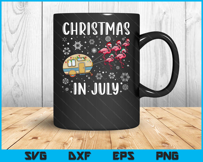 Christmas In July Flamingo Trailer Summer Xmas Camp Camper SVG PNG Digital Printable Files
