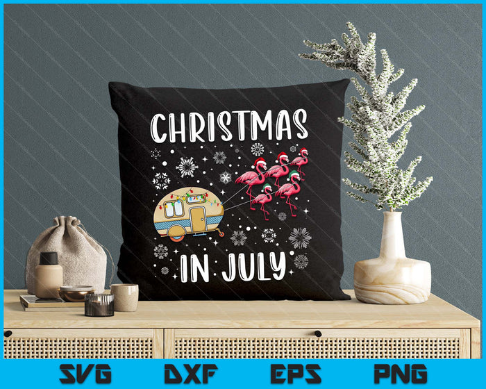 Christmas In July Flamingo Trailer Summer Xmas Camp Camper SVG PNG Digital Printable Files