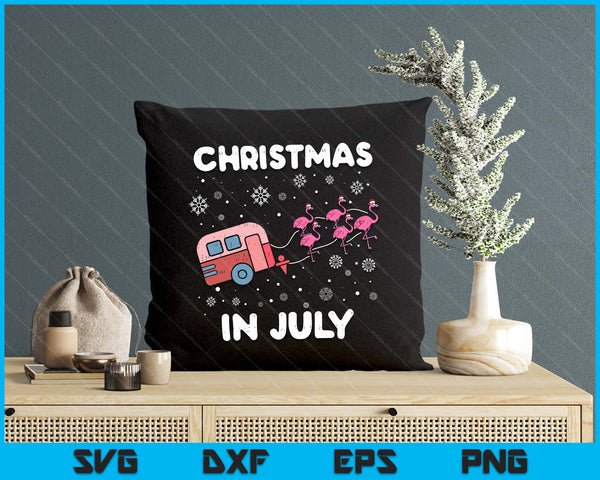 Christmas In July Flamingo Trailer Summer Xmas Camp Camper SVG PNG Digital Cutting File