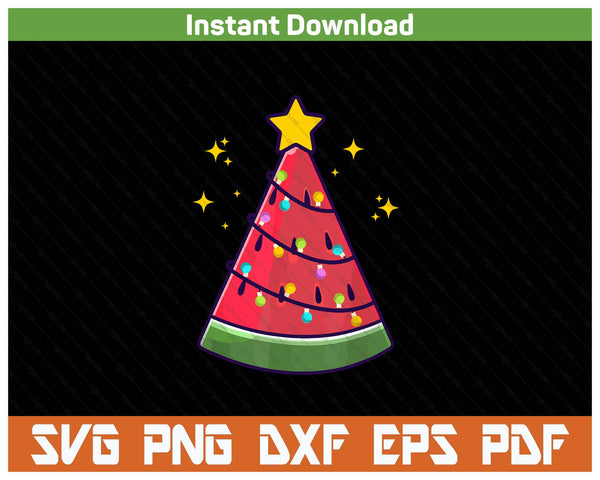 Summer Xmas Tree Watermelon Holiday SVG PNG Cutting Files