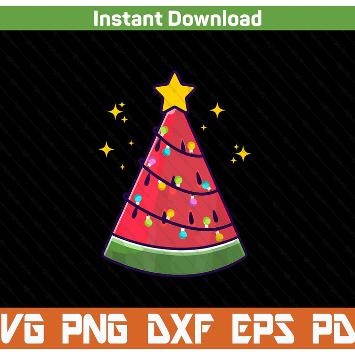 Summer Xmas Tree Watermelon Holiday SVG PNG Cutting Files