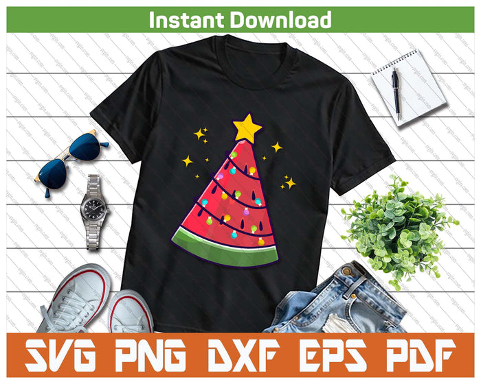 Summer Xmas Tree Watermelon Holiday SVG PNG Cutting Files
