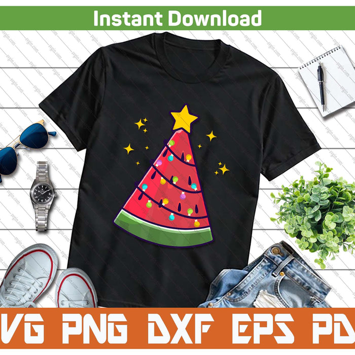 Summer Xmas Tree Watermelon Holiday SVG PNG Cutting Files
