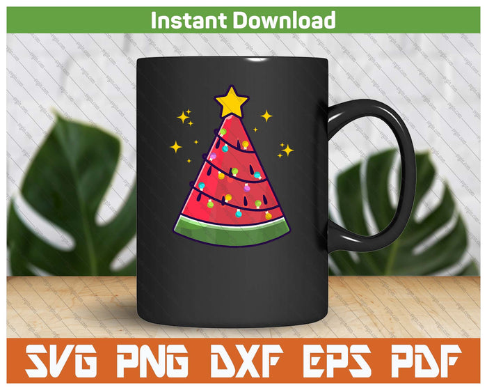 Summer Xmas Tree Watermelon Holiday SVG PNG Cutting Files