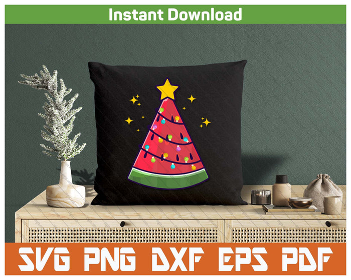 Summer Xmas Tree Watermelon Holiday SVG PNG Cutting Files