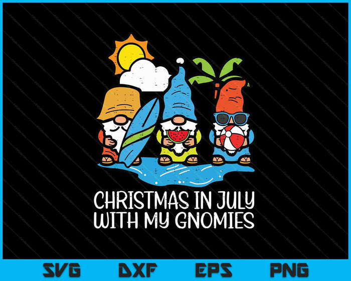 Christmas July With Gnomies Xmas Beach Gnome SVG PNG Digital Printable Files