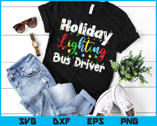 Christmas Light Mens Holiday Lighting Bus Driver Illumination SVG PNG Digital Printable Files