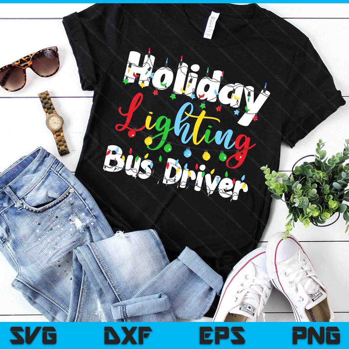 Christmas Light Mens Holiday Lighting Bus Driver Illumination SVG PNG Digital Printable Files