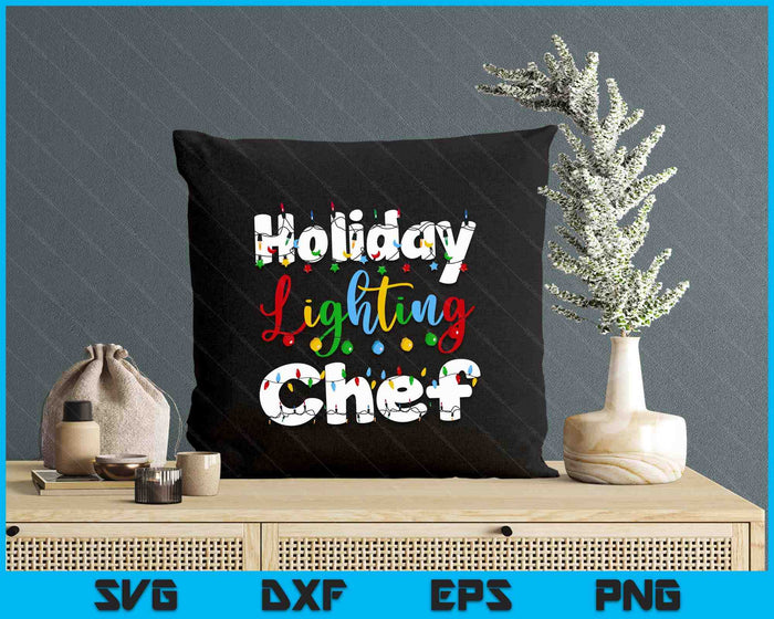 Christmas Light Mens Holiday Lighting Chef Illumination SVG PNG Digital Printable Files