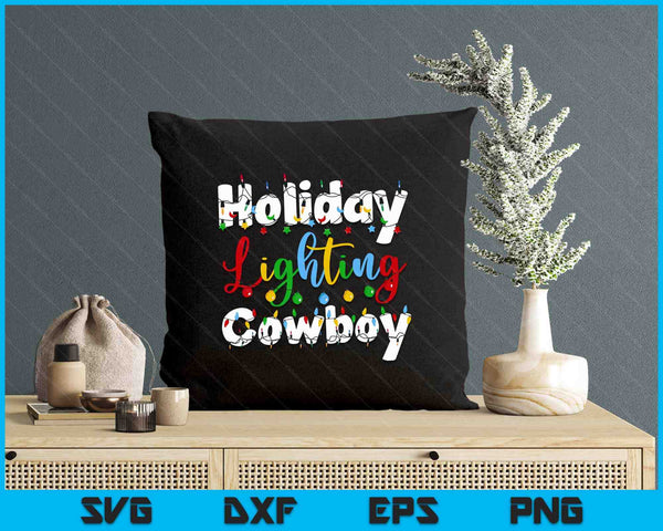 Christmas Light Mens Holiday Lighting Cowboy Illumination SVG PNG Digital Printable Files