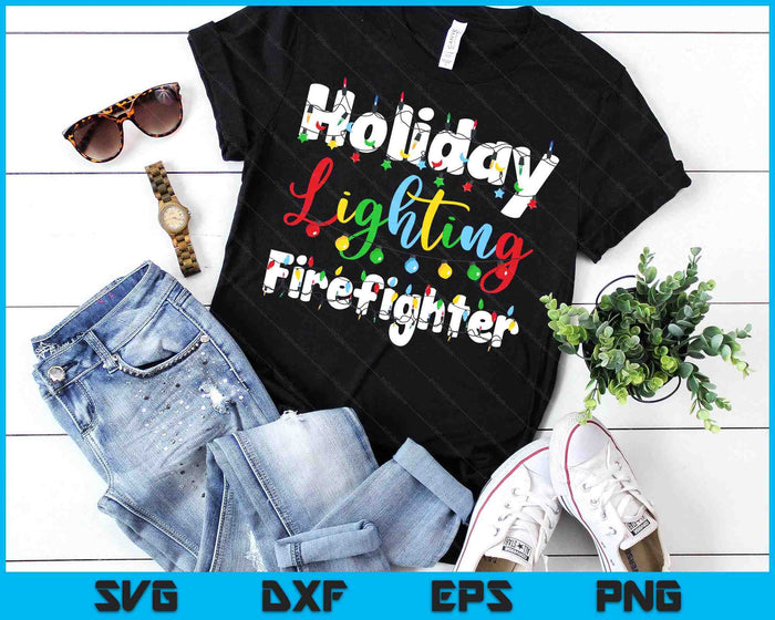 Christmas Light Mens Holiday Lighting Firefighter Illumination SVG PNG Digital Printable Files