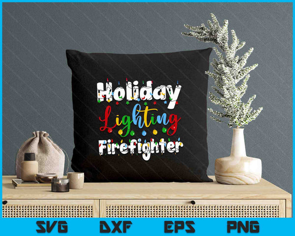 Christmas Light Mens Holiday Lighting Firefighter Illumination SVG PNG Digital Printable Files