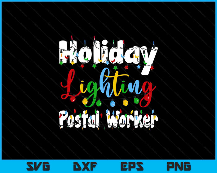 Christmas Light Mens Holiday Lighting Postal Worker Illumination SVG PNG Digital Printable Files