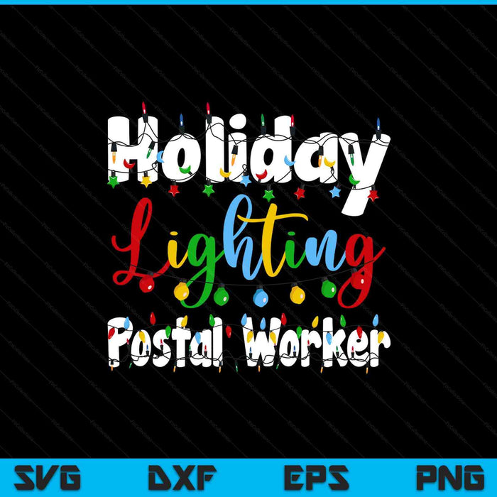 Christmas light mens holiday lighting postal worker illumination SVG cut file