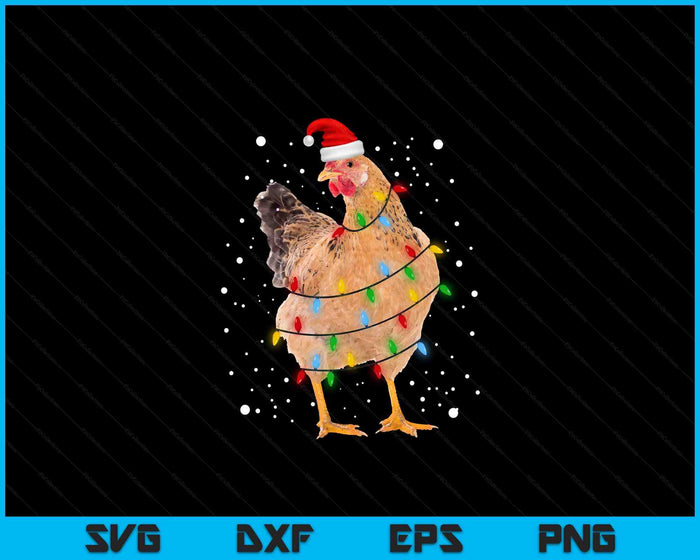 Christmas Lights Chicken Santa Funny Xmas Tree Chicken SVG PNG Digital Printable Files