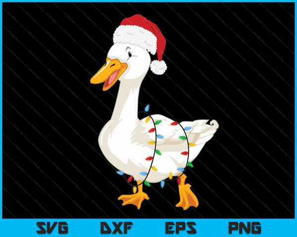 Christmas Lights Duck Wearing Xmas Hat Duck Swan Lover SVG PNG Digital Cutting Files