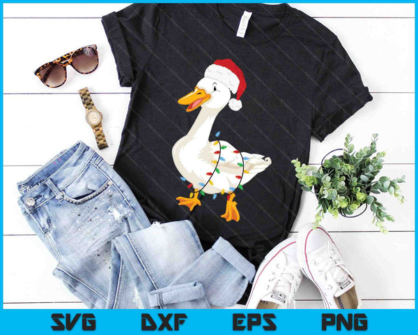 Kerstverlichting Duck dragen kerstmuts Duck Swan Lover SVG PNG digitale snijbestanden