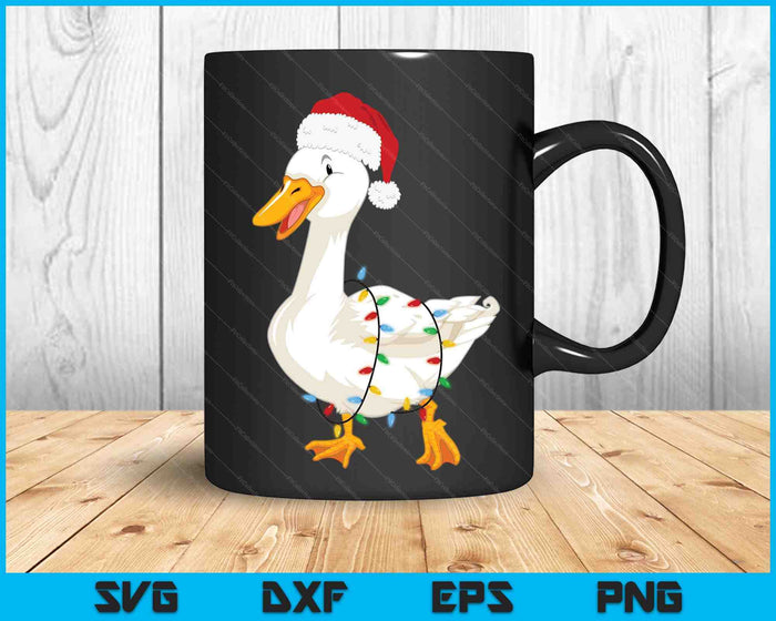 Christmas Lights Duck Wearing Xmas Hat Duck Swan Lover SVG PNG Digital Cutting Files