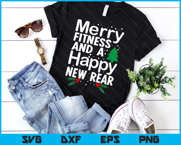 Christmas Merry Fitness Happy New Rear Xmas Workout SVG PNG Digital Printable Files