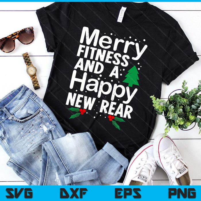 Christmas Merry Fitness Happy New Rear Xmas Workout SVG PNG Digital Printable Files