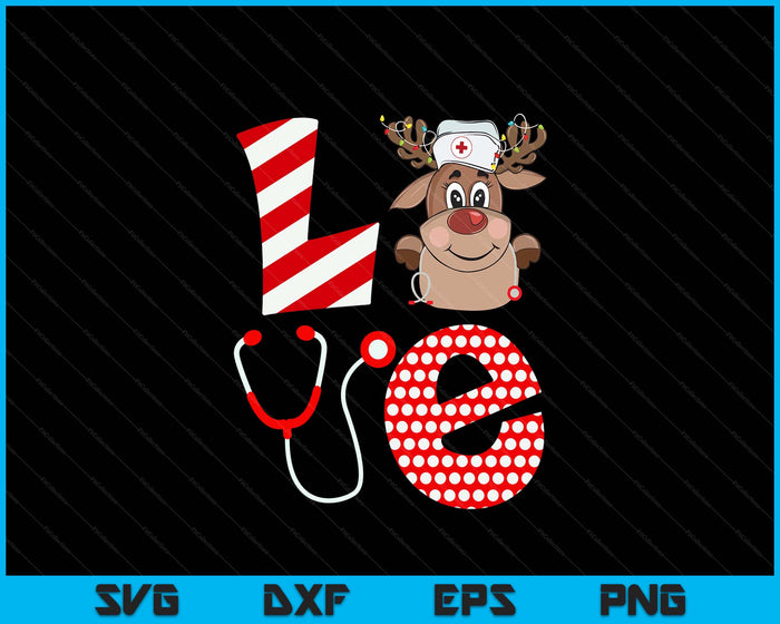 Christmas Nurse Love NICU RN ER Santa Reindeer Nurse Hat Elf SVG PNG Digital Printable Files