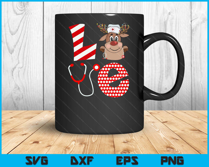 Christmas Nurse Love NICU RN ER Santa Reindeer Nurse Hat Elf SVG PNG Digital Printable Files