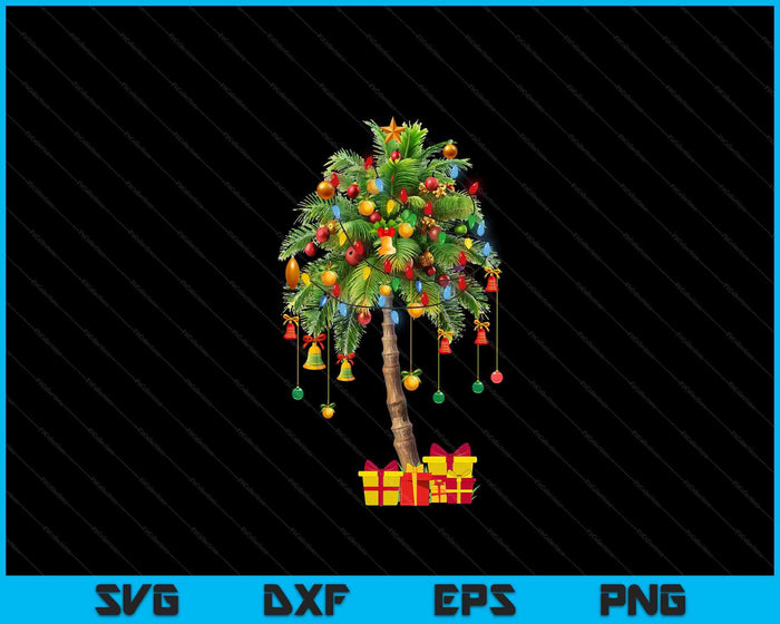 Christmas Palm Tree Light Hawaiian Tropical Xmas SVG PNG Digital Printable Files