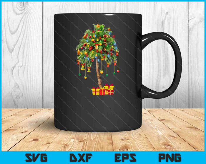 Christmas Palm Tree Light Hawaiian Tropical Xmas SVG PNG Digital Printable Files