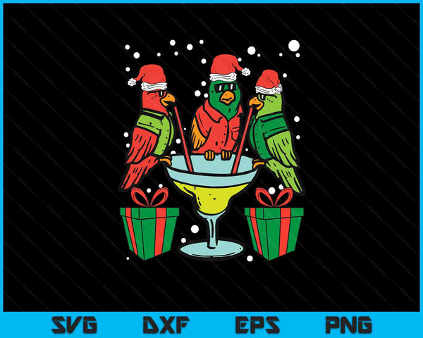Christmas parrots Santa Xmas bird vacation SVG cut file