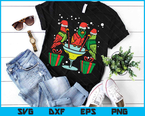 Christmas Parrots Santa Funny Xmas Bird Vacation SVG PNG Digital Printable Files