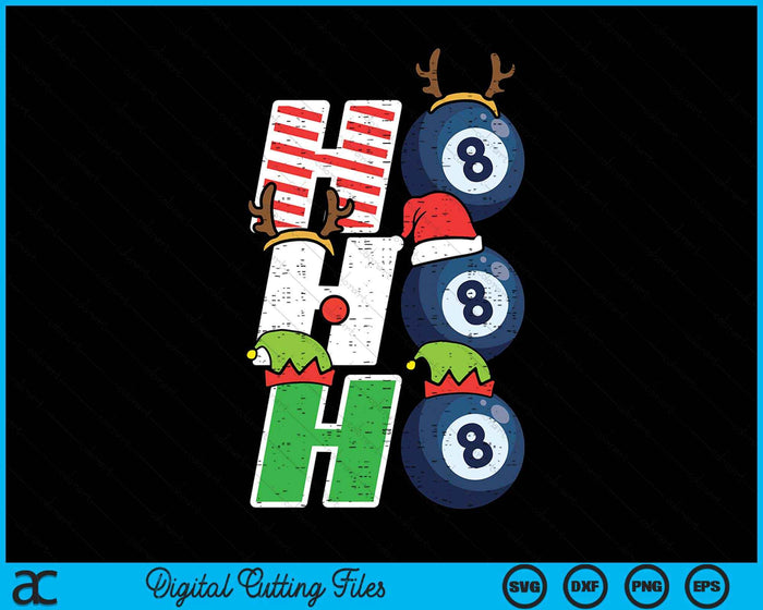 Christmas Pool Ball Ho Ho Ho Pool Ball Xmas Sport SVG PNG Digital Printable Files