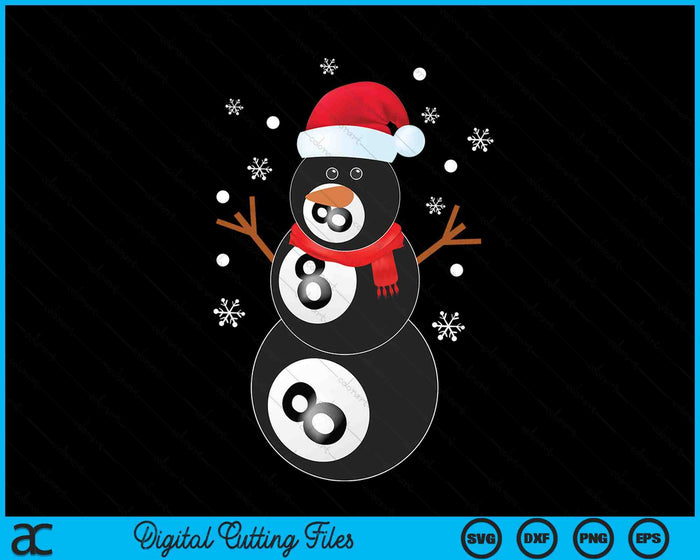 Christmas Pool Ball Snowman SVG PNG Digital Printable Files