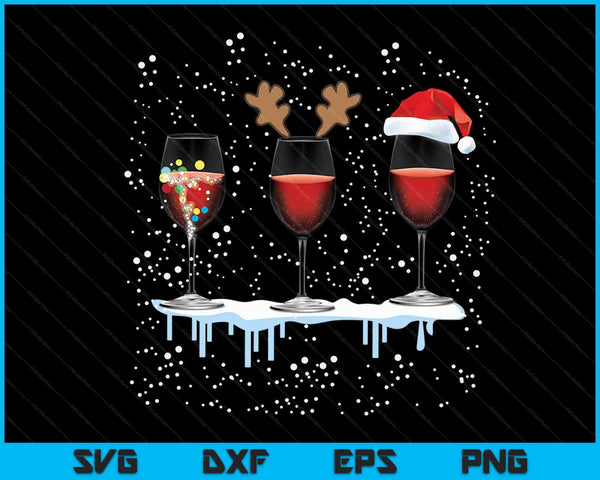 Kerst rode wijn Merry Christmas rendieren SVG PNG digitale snijbestanden