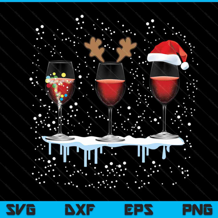 Christmas red wine merry Christmas reindeer SVG cut file