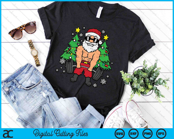 Christmas Santa Deadlift Xmas Weightlift Gym SVG PNG Digital Cutting Files