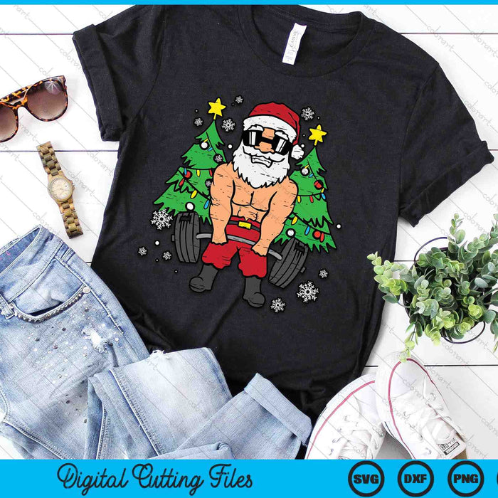 Christmas Santa Deadlift Xmas Weightlift Gym SVG PNG Digital Cutting Files