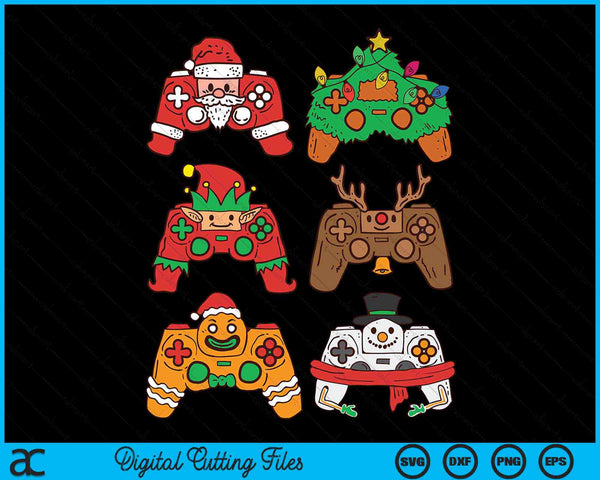 Kerst Santa Elf Gaming Controllers Sneeuwpop SVG PNG digitale snijbestanden