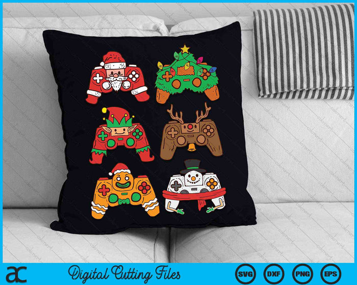 Kerst Santa Elf Gaming Controllers Sneeuwpop SVG PNG digitale snijbestanden
