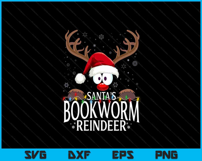 Christmas Santa's Bookworm Reindeer Matching X-Mas SVG PNG Digital Printable Files