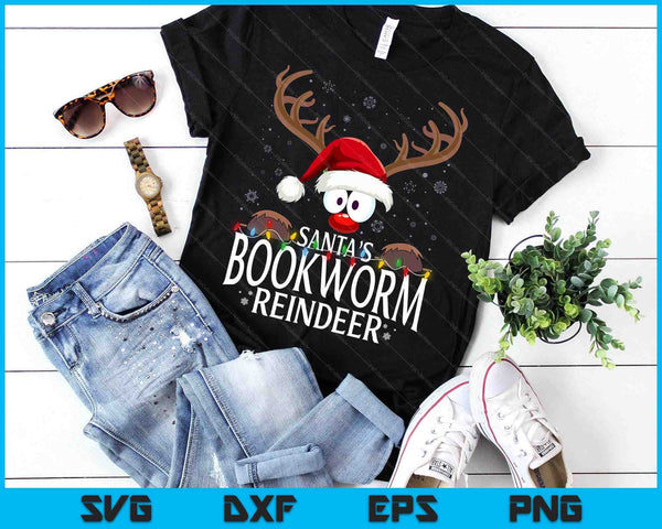 Christmas Santa's Bookworm Reindeer Matching X-Mas SVG PNG Digital Printable Files