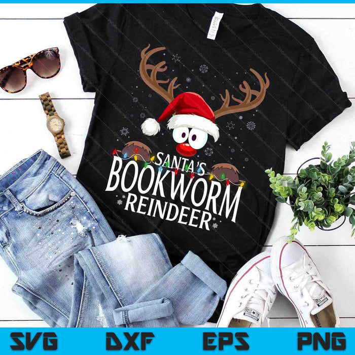 Christmas Santa's Bookworm Reindeer Matching X-Mas SVG PNG Digital Printable Files